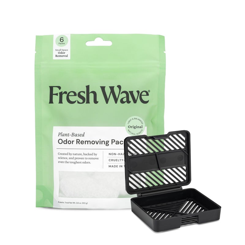 Fresh Wave Original Odor Eliminating & Deodorizing Packs - Bag of 6 & Fresh Pod Case - Safer Odor Relief for Small Spaces, Natural Plant-Based Odor Eliminator, Odor Absorbers for Home - Image 1